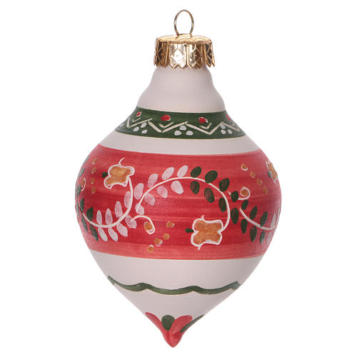 Weihnachtsbaumschmuck aus Terrakotta mit Doppel-Spitze, rote Verzierungen, 120 mm 2