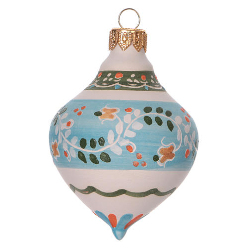 Light blue onion Christmas ornament in terracotta 10 cm 2