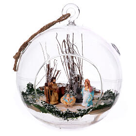 Glaskugel mit Heiligen Familie Terrakotta Deruta 13cm