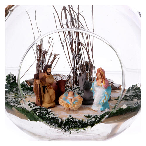Glaskugel mit Heiligen Familie Terrakotta Deruta 13cm 2