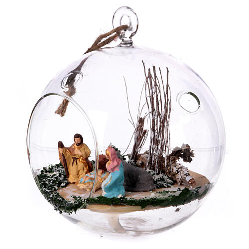 Glaskugel mit Heiligen Familie Terrakotta Deruta 13cm 3