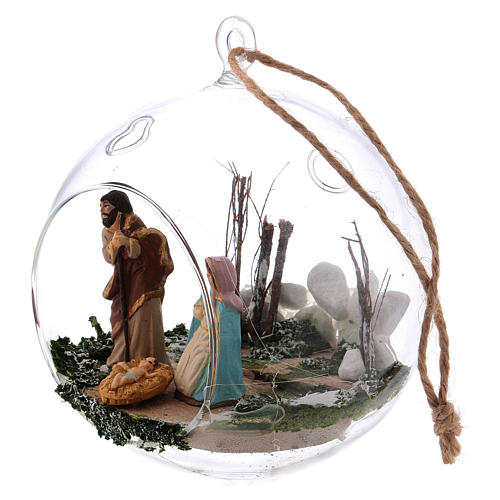 Glass ball with Nativity scene 130 mm Deruta 4