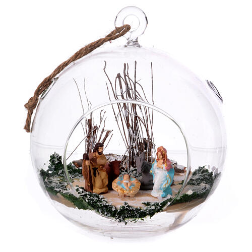 Glass ball with Holy Family 130 mm Deruta 1
