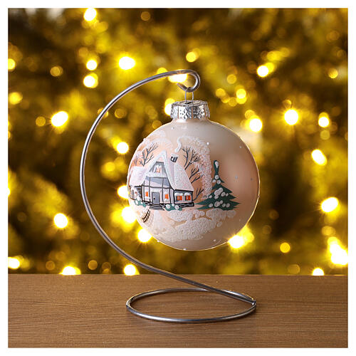 Bola de Navidad con paisaje invernal 80 mm 2
