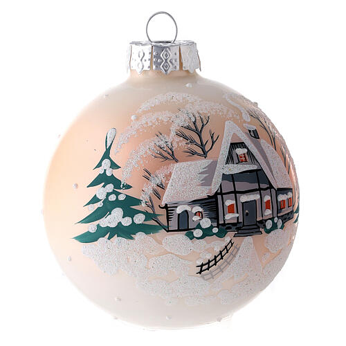 Blown glass Christmas ball with winter landscape 8 cm 4