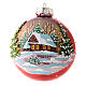 Red Christmas ball with snowy landscape 8 cm s1