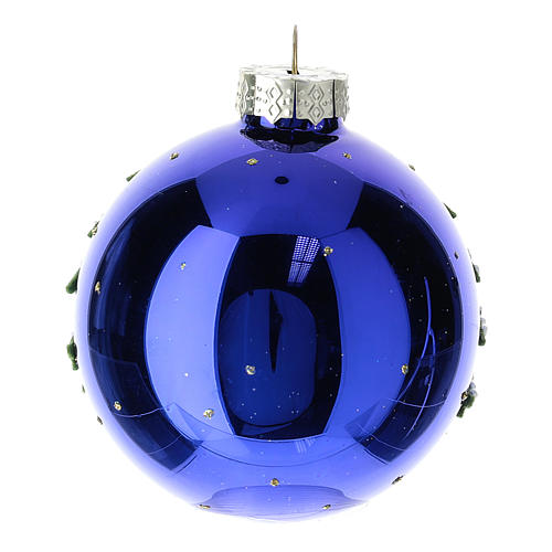 Boule sapin de Noël bleue 80 mm 4