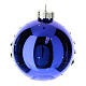 Blue blown glass Christmas ball with winter landscape 8 cm s4