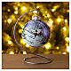 Blown glass ball 8 cm with night landscape with snow s6