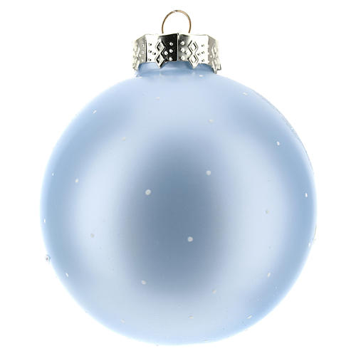 Weihnachtskugel, Grundton hellblau, Winterlandschaft, 80 mm 3