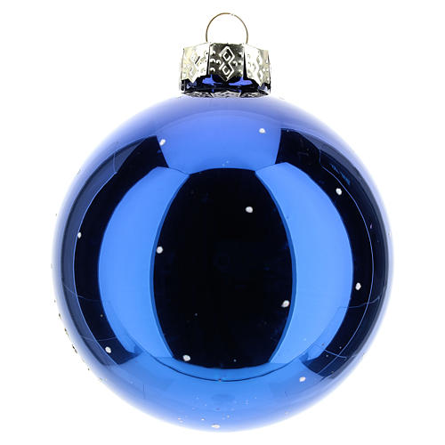 Weihnachtskugel, Grundton blau, Muttergottes mit dem Jesuskind, 80 mm 3