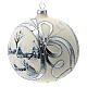 White Christmas tree ball 12 cm with snowy town s2