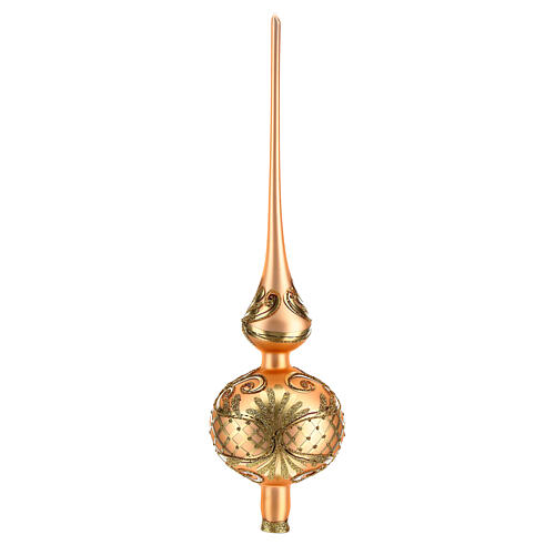 Gold coloured Christmas tree topper with golden decorations 4