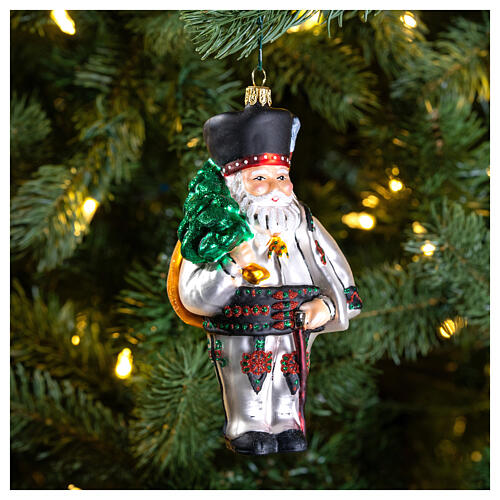 Père Noël polonais verre soufflé décoration sapin Noël 2