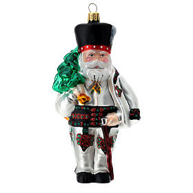 Blown glass ornaments: Polish Santa Claus blown glass Christmas ornament