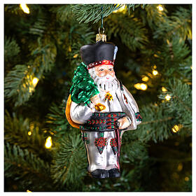Polish Santa Claus blown glass Christmas ornament