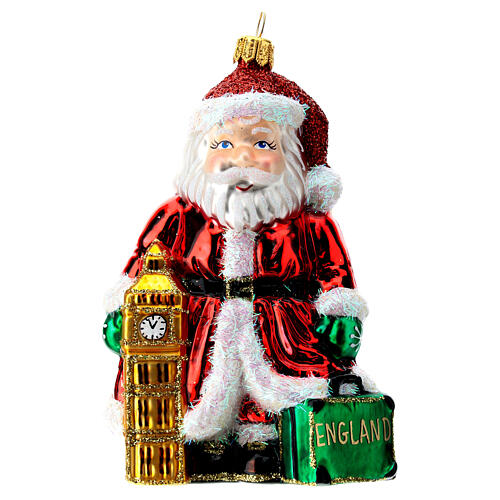 Papá Noel inglés Big Ben adorno Árbol Navidad vidrio soplado 1