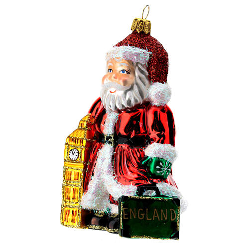 Papá Noel inglés Big Ben adorno Árbol Navidad vidrio soplado 3