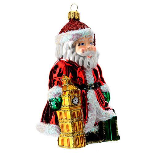 Papá Noel inglés Big Ben adorno Árbol Navidad vidrio soplado 4