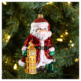 Babbo Natale inglese Big Ben addobbo albero natale vetro soffiato