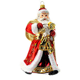 Babbo Natale addobbo per albero vetro soffiato rosso e oro