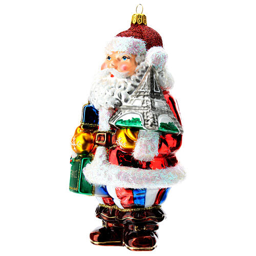 Blown glass Christmas ornament, Santa Claus in France 3
