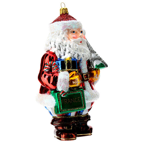 Blown glass Christmas ornament, Santa Claus in France 4