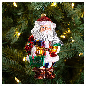 French Santa Claus Christmas ornament in blown glass