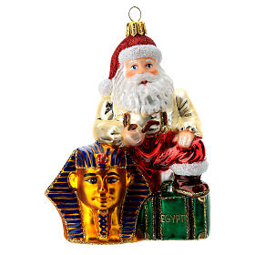 Weihnachtsmann mit Maske des Tutanchamun, Weihnachtsbaumschmuck aus mundgeblasenem Glas