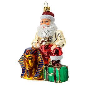 Santa Claus in Egypt Christmas blown glass ornament