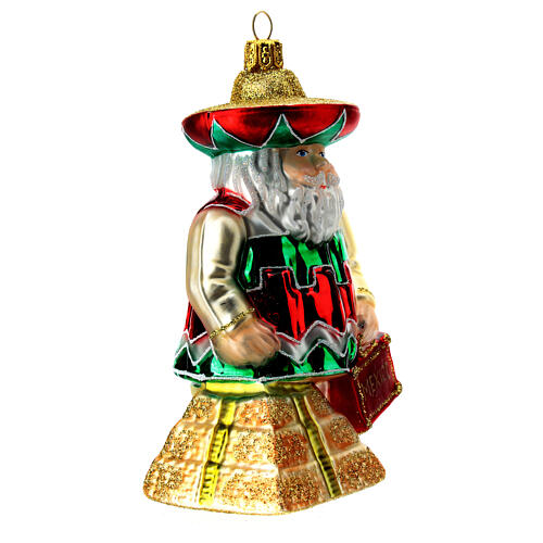 Blown glass Christmas ornament, Santa Claus in Mexico 4