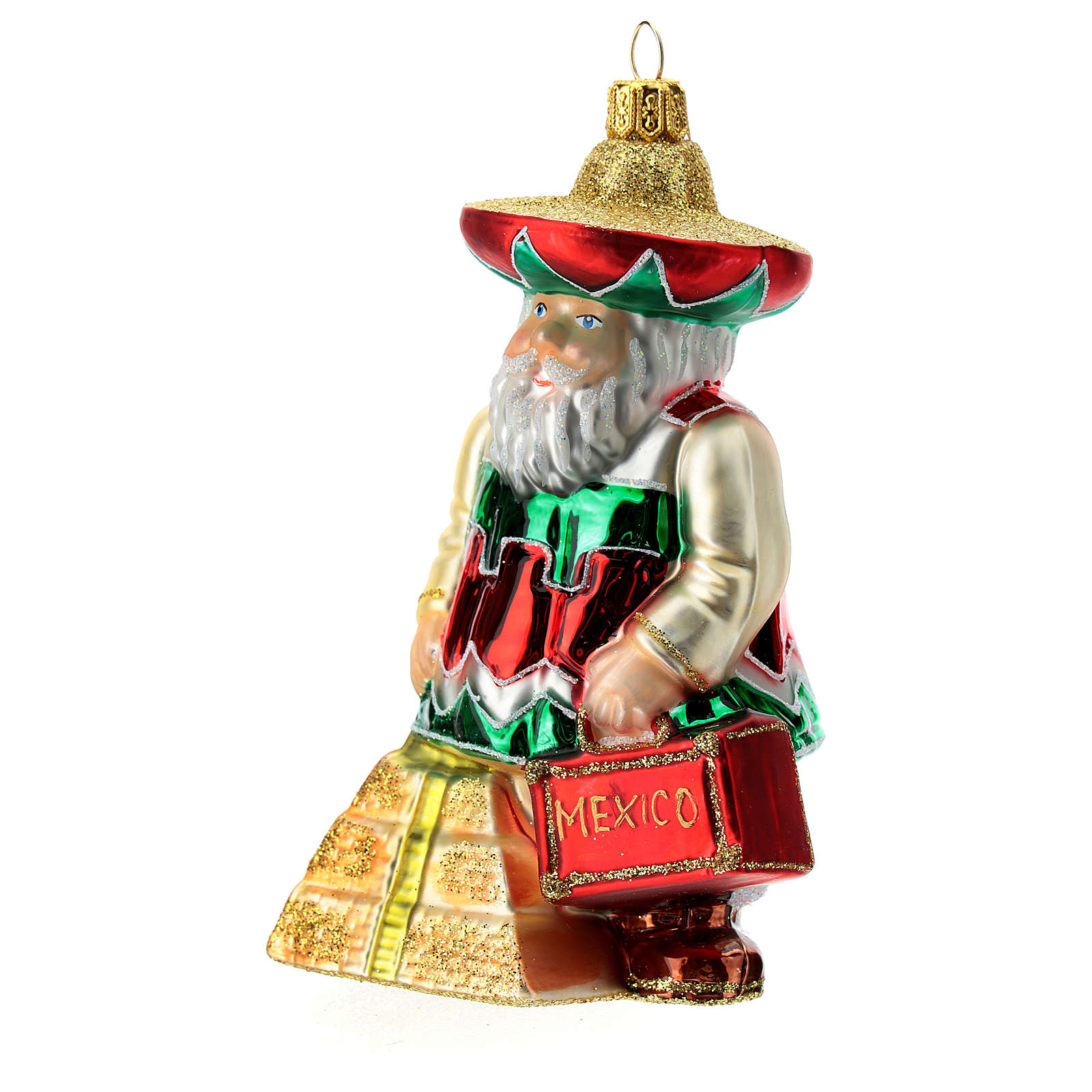 Mexican Santa Claus blown glass Christmas ornament | online sales on