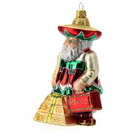 Mexican Santa Claus blown glass Christmas ornament