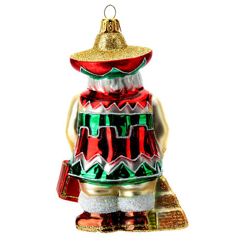 Mexican Santa Claus blown glass Christmas ornament 5