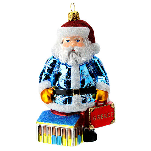Blown glass Christmas ornament, Santa Claus in Greece 1