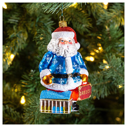 Blown glass Christmas ornament, Santa Claus in Greece 2