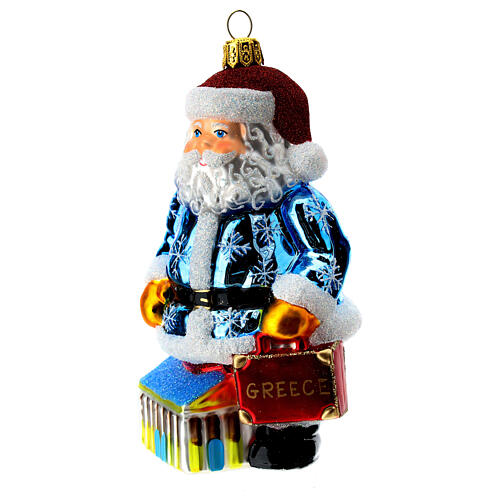 Blown glass Christmas ornament, Santa Claus in Greece 3