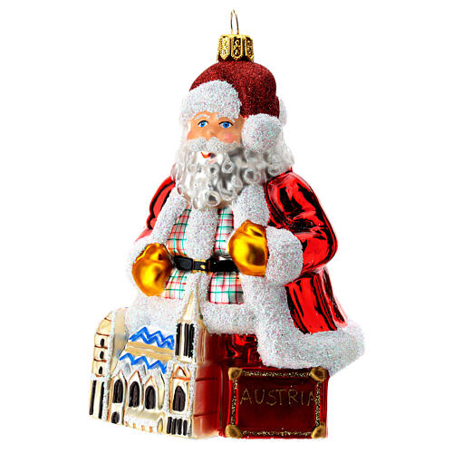 Blown glass Christmas ornament, Santa Claus in Austria 3