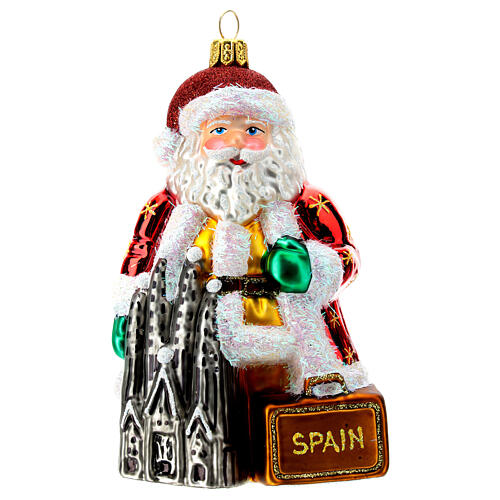 Weihnachtsmann mit Sagrada Família, Weihnachtsbaumschmuck aus mundgeblasenem Glas 1