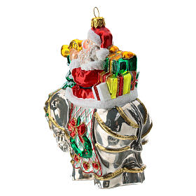 Christbaumschmuck aus mundgeblasenen Glas: Weihnachtsmann auf Elefant mundgeblasenen Glas für Tannenbaum