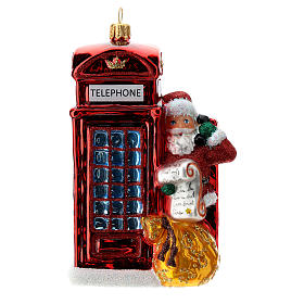 Décorations sapin verre soufflé: Père Noël cabine téléphonique londonienne décoration verre soufflé