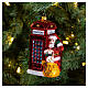 Santa with telephone booth blown glass Christmas ornament s2