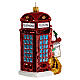 Santa with telephone booth blown glass Christmas ornament s4