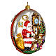 Blown glass Christmas ornament, Santa Claus disk with relief details s5