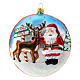 Flache Kugel Nordpol und Weihnachtsmann neben Kamin, Weihnachtsbaumschmuck aus mundgeblasenem Glas s1