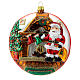 Flache Kugel Nordpol und Weihnachtsmann neben Kamin, Weihnachtsbaumschmuck aus mundgeblasenem Glas s2