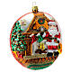 Flache Kugel Nordpol und Weihnachtsmann neben Kamin, Weihnachtsbaumschmuck aus mundgeblasenem Glas s4