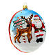 Flache Kugel Nordpol und Weihnachtsmann neben Kamin, Weihnachtsbaumschmuck aus mundgeblasenem Glas s5