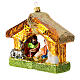 Blown glass Christmas ornament, Nativity with shack s3