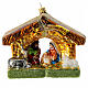 Nativité cabane décoration pour sapin Noël verre soufflé s1